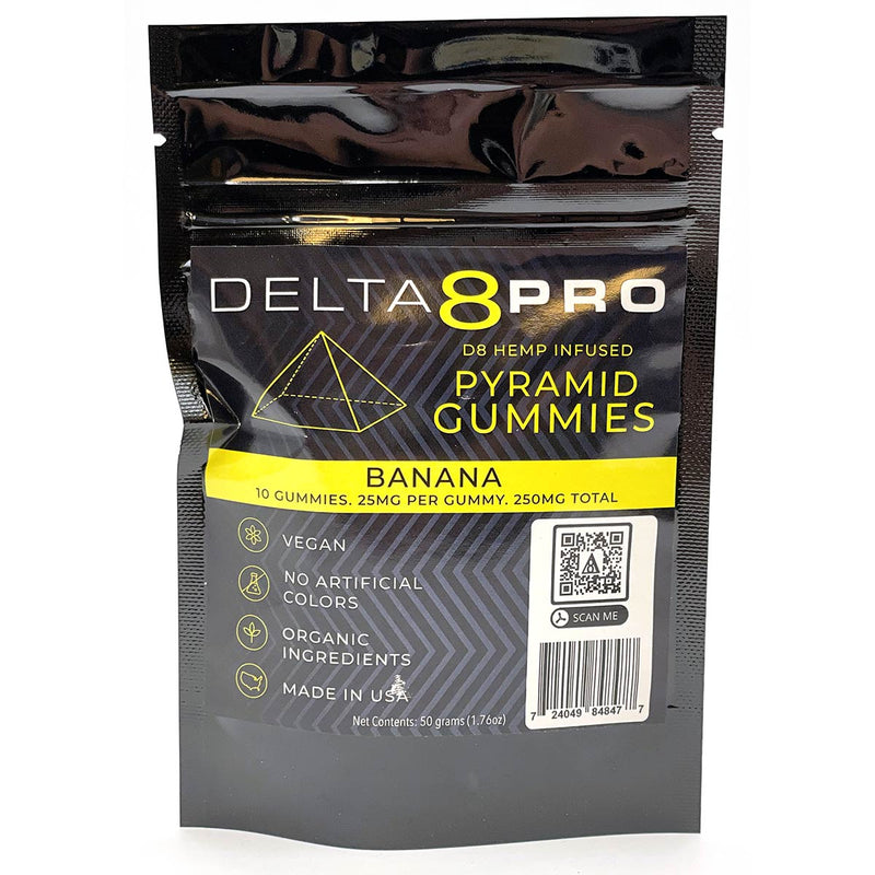 Delta 8 Pro D8 Infused Pyramid Gummies Vegan Organic Banana