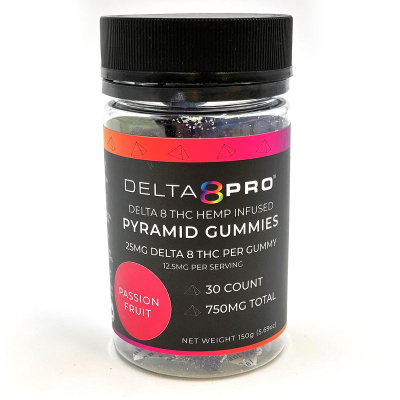Delta 8 Pro D8 THC Hemp Infused Pyramid Gummies Passion Fruit